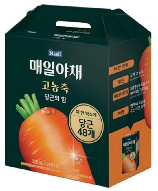 Maeil 매일야채 고농축 주스 당근의 힘 125ml, 24개