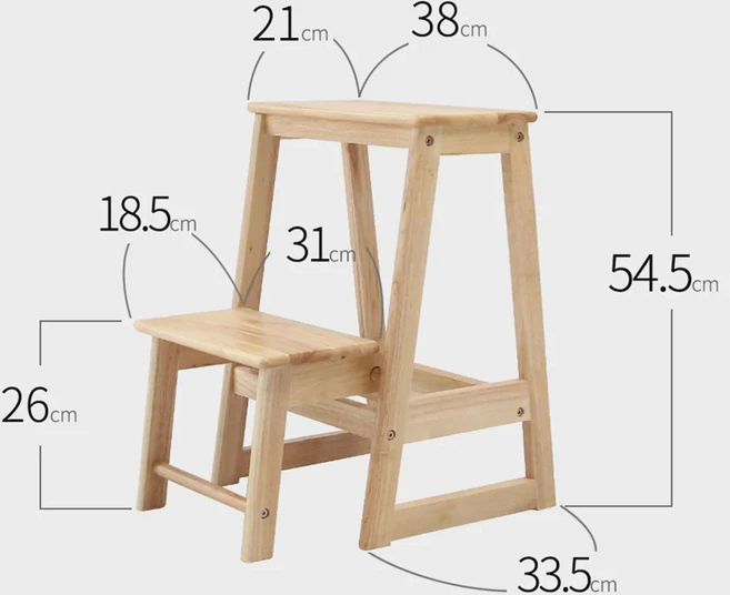 2023 나무 사다리 의자 단단한 2 레이어 심플하고 모던한 하이 폴딩 벤치 가정용 미끄럼 방지 어린이 손 세, 01 CN, 01 Two layers, 1개