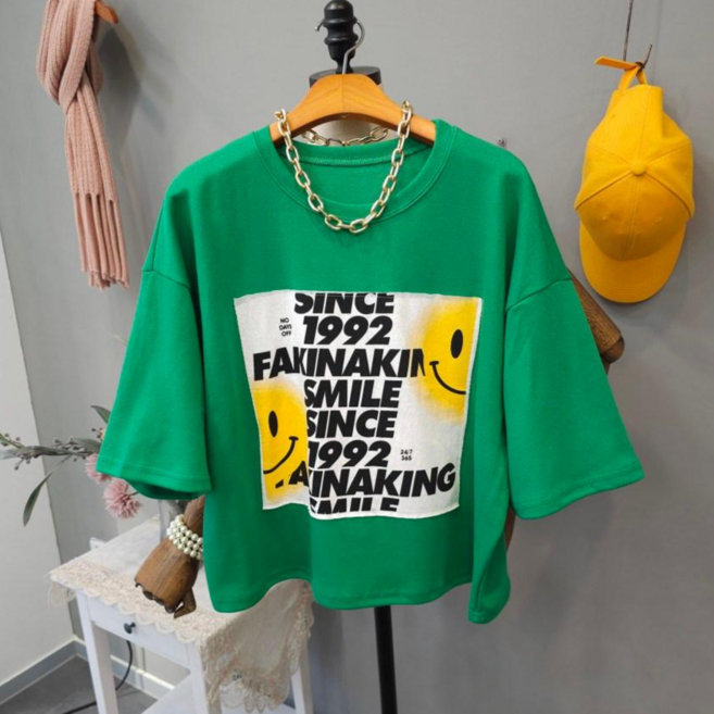 스마일패치 세미크롭 반팔티셔츠