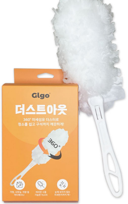 GLGO 더스트아웃 360도 일회용 먼지떨이 먼지털이 극세사 정전기 흡착 청소포 리필 10매+숏핸들1개, 1세트