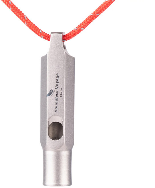 티타늄 호루라기 고급형 비상용 호루라기 캠핑 휘슬 긴급 재난 구조 호신용, 실버, 1개