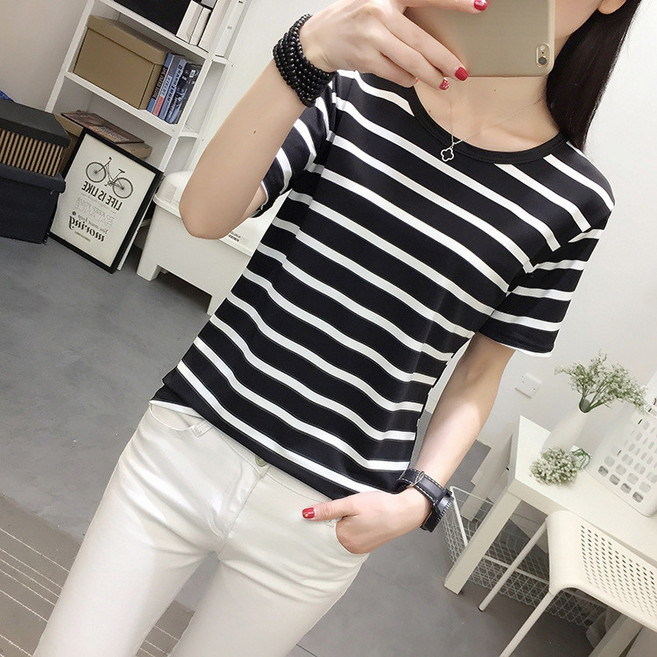 圓領條紋T恤