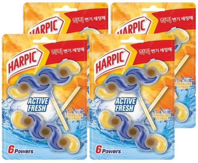 변기세정제 이지오프뱅 하픽 액티브 프레쉬 스파클링 시트러스 듀오 35g 2개입 4개