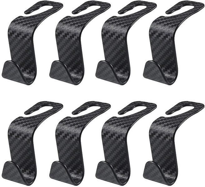 카프렌즈 차량용 헤드레스트 걸이 후크 가방걸이 옷걸이, 카본블랙, 8개