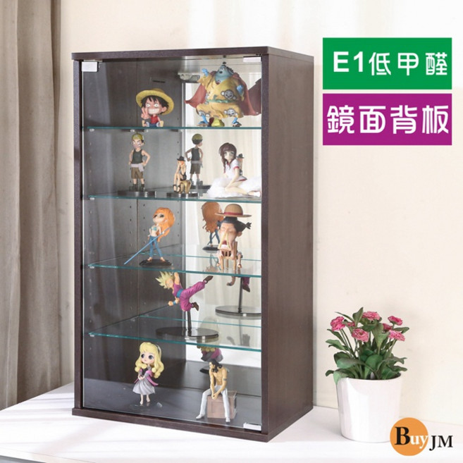 BuyJM 胡桃木色鏡面加大展示櫃 五層 83x30cm 低甲醛認證, 詳見包裝