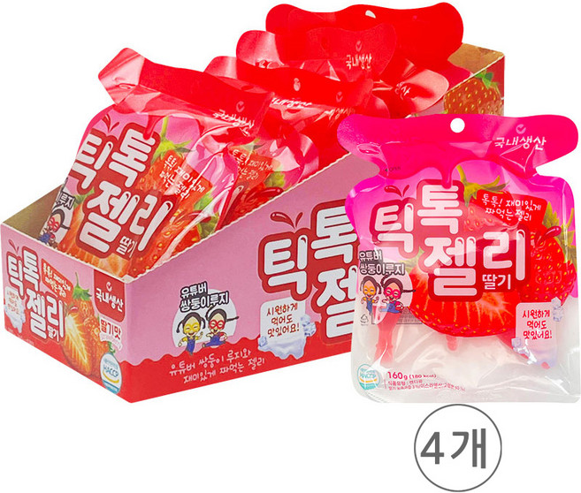 틱톡젤리 딸기 4개입, 160g, 32개