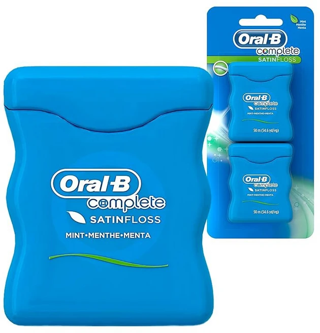 OralB 컴플리트 민트 새틴플로스 컴포트 그립 밸류 2개각 50m, 1 - 쿠팡