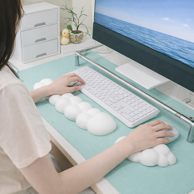 하우센트 손목각도 하중분산 키보드 마우스 손목받침대, 1개, 화이트