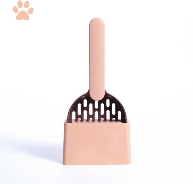 고양이 쓰레기 특종 플라스틱 고양이 쓰레기 삽 기본 자체 청소 고양이 쓰레기 상자 삽 새끼 고양이 화장실 청소 도구 고양이 용품, 커피 핑크, 1개