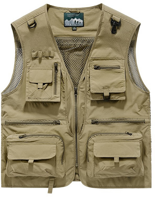 SYRM 여름 남성 아웃도어 멀티포켓 낚시 조끼 낚시복 캐주얼 등산 조끼 점퍼