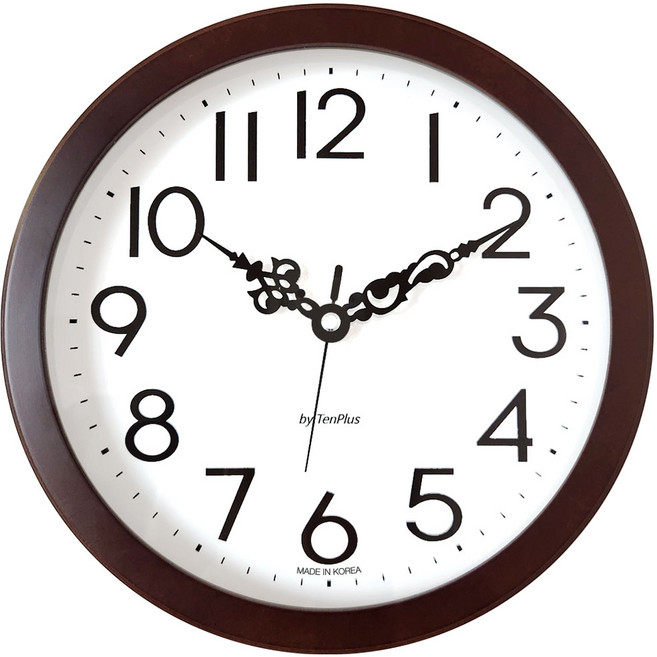 25cm 화이트 브라운 블랙 원목 국산 무소음 벽시계 소형 무음 벽걸이시계 사무실 학교 개업 집들이선물
