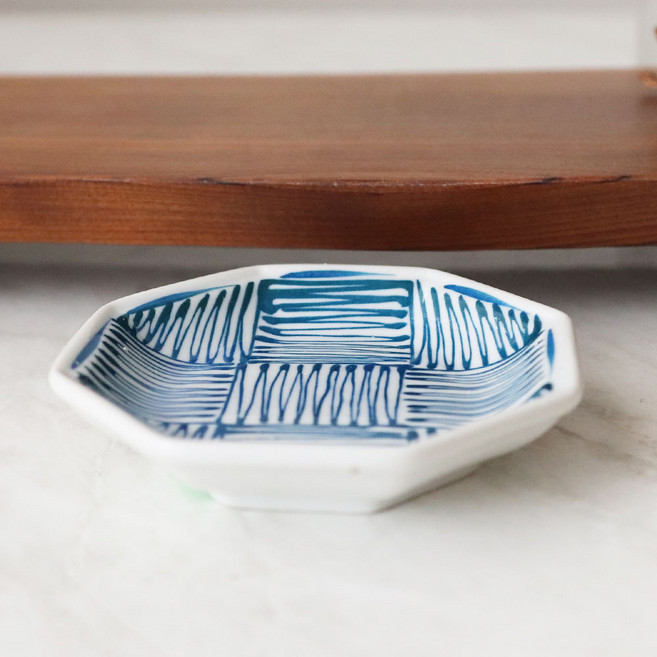 도자기 간장 종지 소스볼 초장 그릇 꽃 반찬 ver.2 F, F-07) VIP-276 팔각종지(격자), 1개