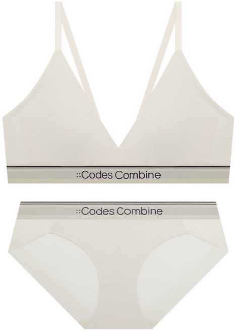 코데즈컴바인이너웨어 코튼 트라이앵글 브라렛 팬티 세트_베이지