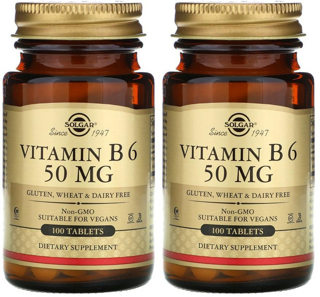 1+1 솔가 비타민 B6 비 B 피리독신 HCl 50mg 100정, 2개