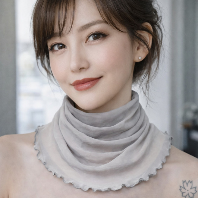 여성 목주름 가리개 넥워머 1+1 페이크카라 넥스카프 레이어드 넥커버 골프 스카프 T2228