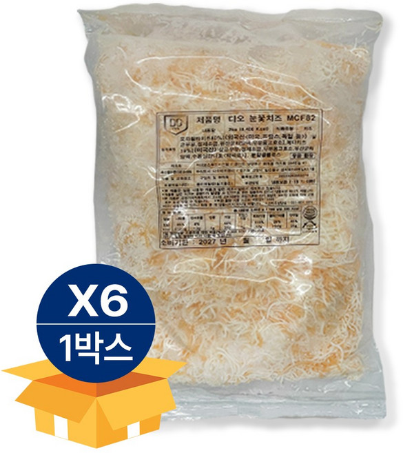 디오 MCF82 오리지널 엔젤헤어 눈꽃치즈 (모짜8/체다2) 2kg 냉동, 6개