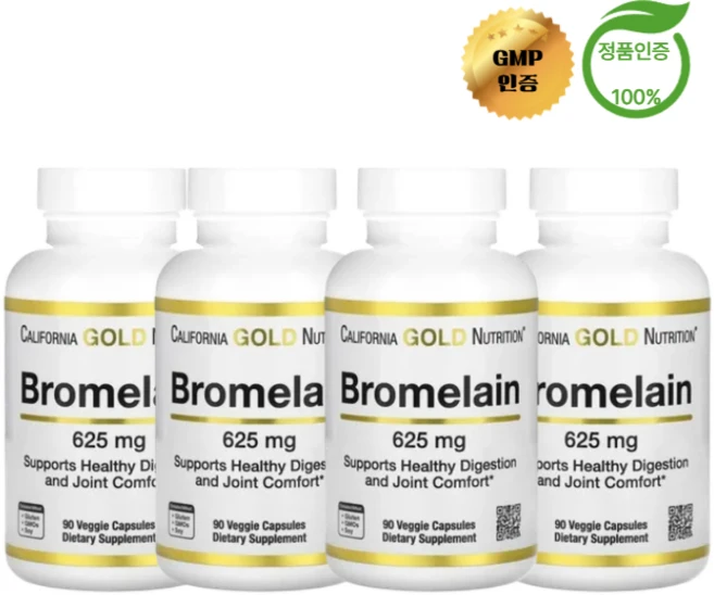 2+2 캘리포니아 골드 뉴트리션 브로멜라인 625mg 베지 캡슐 90정, 4개 - 쿠팡