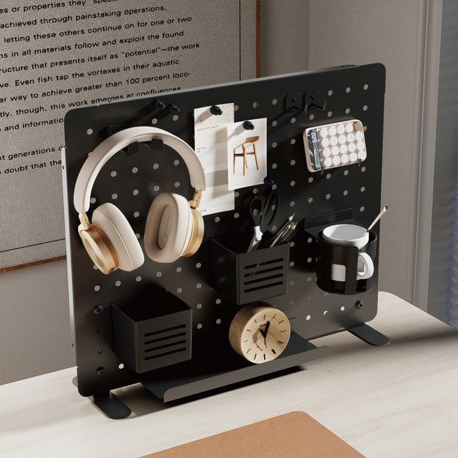 루나랩 데스크 오거나이저 L 타공판 책상 정리함 수납 거치대 타공보드, 오거나이저 L 블랙 (기본형), 1개