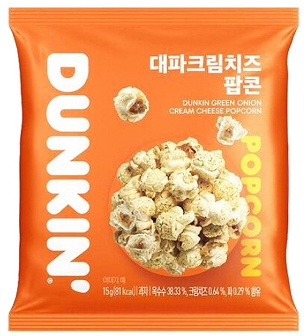 던킨 대파크림치즈 팝콘 포켓 미니팩, 15g, 8개