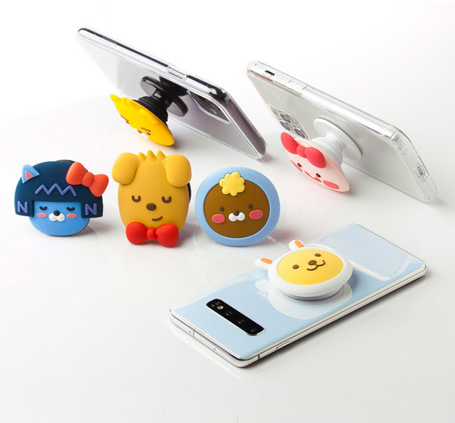 홈앤키즈 카카오프렌즈 리틀프렌즈 스탠드톡 핸드폰거치대 귀여운 예쁜 스마트톡 카카오 캐릭터 핑거링 단체선물, 무지, 1개