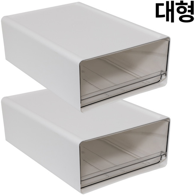 살림공간 투명 정리 박스 적층 서랍 주방 팬트리 정리함, 2개, c(대형)