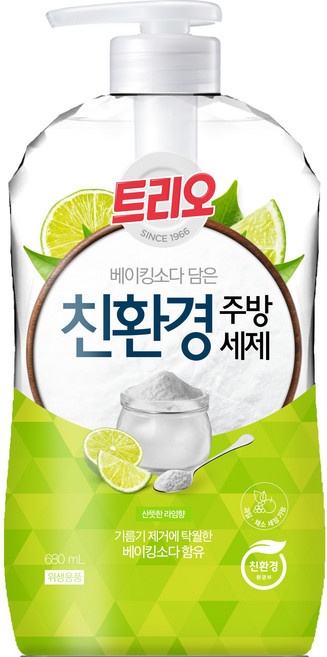 트리오 베이킹소다 담은 친환경 주방세제 라임향, 680ml, 1개