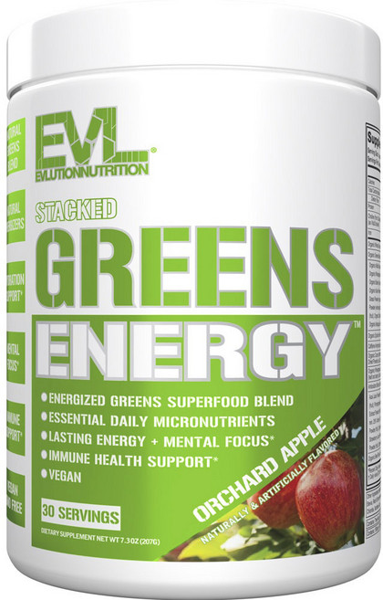 EVLUTIONNUTRITION 스택드 그린 에너지 오차드 애플 맛, 207g, 1개