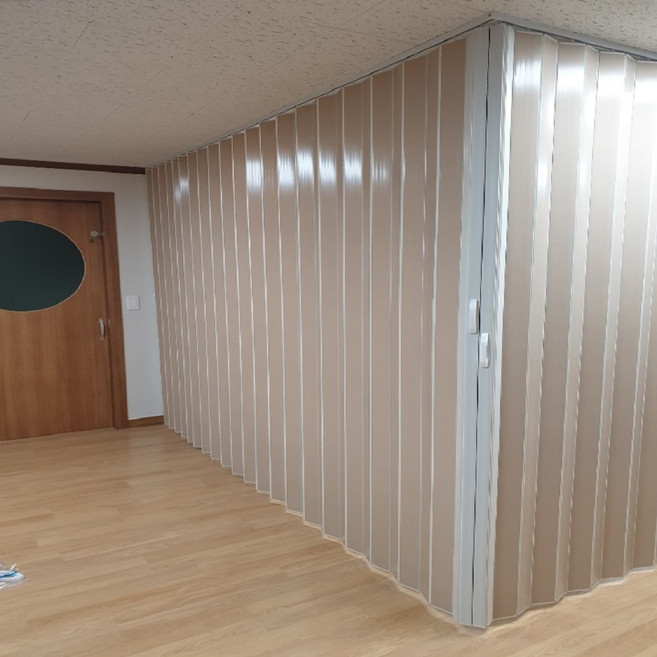 자바라 홀딩도어 접이식 칸막이 주름문 투명 이중겹