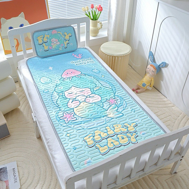 2024新款幼稚園午睡墊 嬰兒涼席 乳膠涼席 涼感睡墊 美人魚, 1個, 美人魚,大號【豪華款】135*60