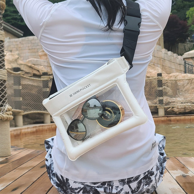 어버너 IPX8 방수팩 8.2인치 핸드폰 방수힙색 워터파크 수영장, 1개, 화이트