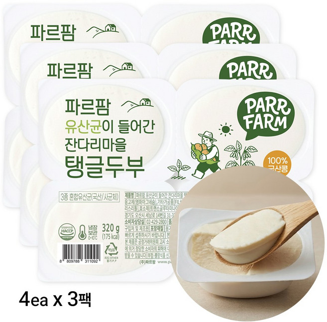 파르팜 유산균 잔다리마을 탱글두부 80g x 4개, 12개