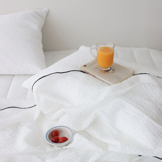 코프코프 컬러라인 시어서커 홑이불 세트 슈퍼싱글 퀸 킹 라지킹, 차콜라인, 이불+패드+베개커버 세트