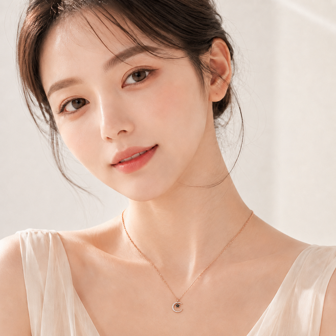 데일리나라 14k 18k 별달 금 여자 목걸이 기념일 선물