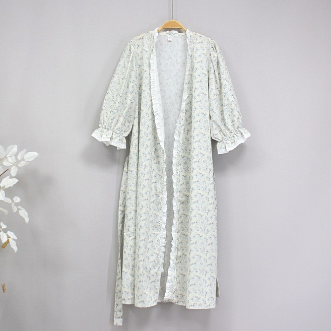 [서울양품점] 면 100% 베아트리 로브가운 샤워 골프 목욕가운 커플홈웨어, 연블루