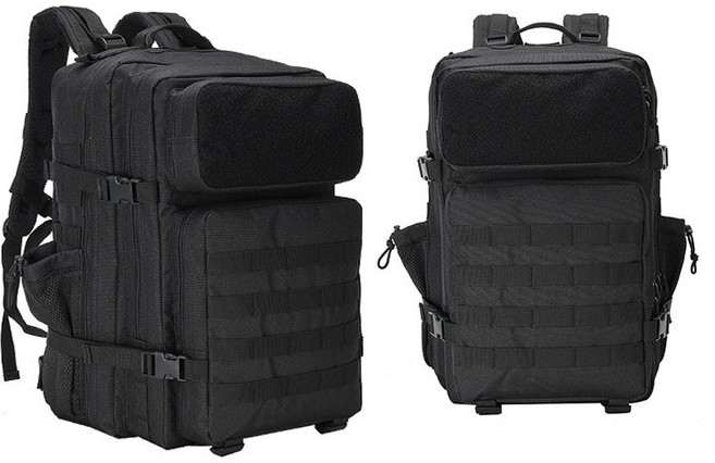 Neirny 대용량 밀리터리 남성 전술 가방 여행 캠핑 헬스 강철부대 군인가방 등산 택티컬 백팩 서바이벌 스포츠 크로스백 가방, 블랙