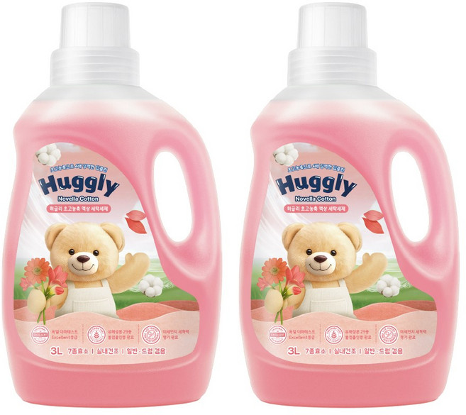 허글리 초고농축 액상 세탁세제 노벨라코튼, 2개, 3L