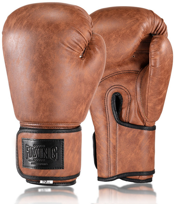 FIVING 클래식 복싱 글러브 성인 빈티지 복싱스파링글러브, 1세트, 갈색
