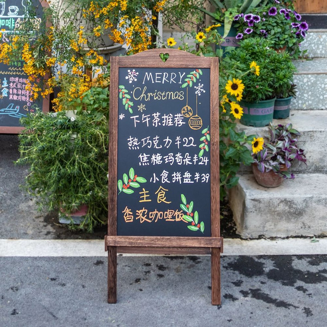 입간판 블랙보드 카페 칠판본가 상단월넛바 가나칠판 이젤 변경 타원형 오늘의메뉴 칠판 메뉴판, 1개, G. 레트로 미디엄 커피 102cm