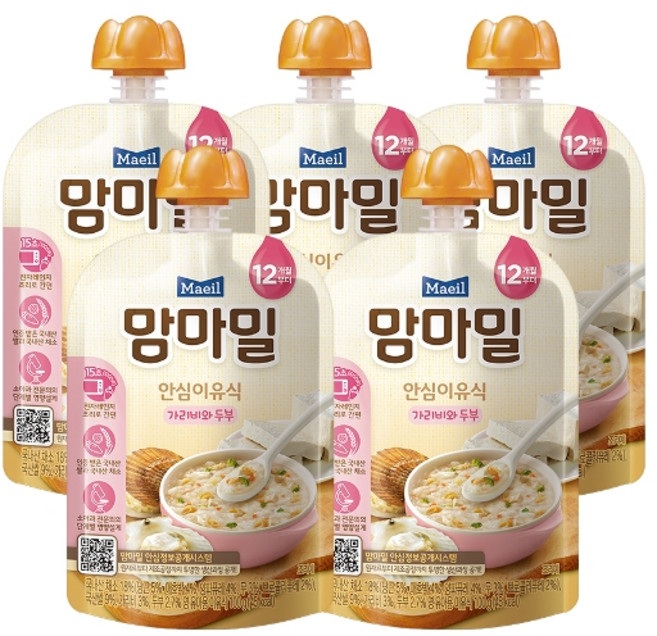 맘마밀 [매일] 이유식 가리비와두부 100g 5팩 (12개월), 5개