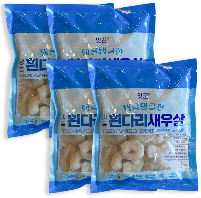 맛꾼 [신선배송] 쫄깃탱글 생 새우살 깐 새우 감바스 칵테일새우 냉동 손질 흰다리새우살, 4개, 200g(71-90)