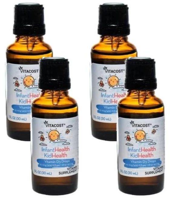 비타코스트 인펀트헬스 키드헬스 비타민 D3 드롭 10mcg(400 IU) 30ml, 4개 - 쿠팡