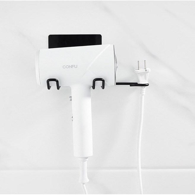 1+1 스테인레스 드라이어거거치대 전선 거치 헤어드라이기걸이, 블랙+블랙, 1개