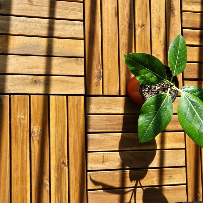 낭만가득 허니브라운 일자형 6슬롯 10장 조립식 원목 데크 타일 베란다 마루 룬넨 이케아호환, 1개, 허니브라운 6슬롯 10장