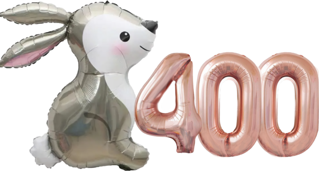 파파 파티 토끼 기념일 숫자 풍선 세트, 토끼 400, 1세트