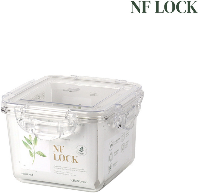 NF LOCK 엔에프락 정사각 트라이탄 밀폐용기 정사각3호 1.2L, 1개