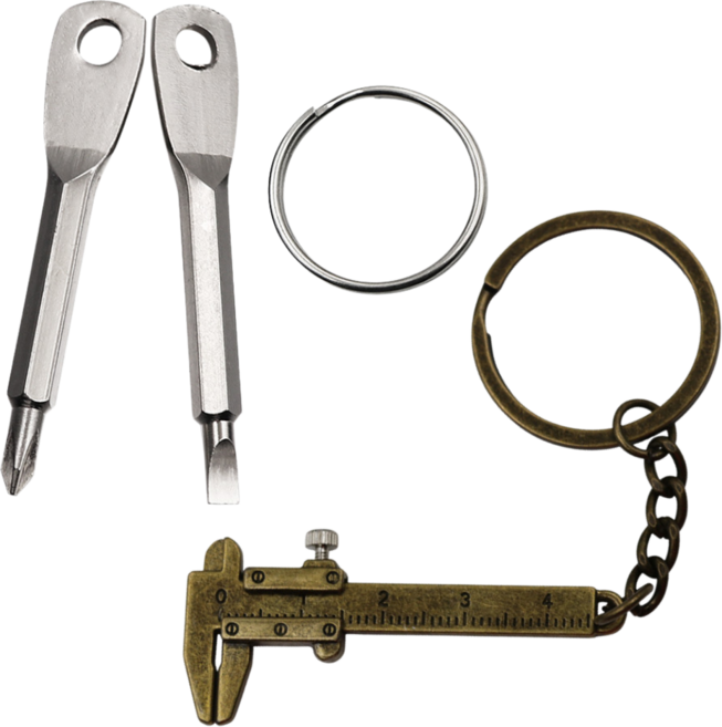 열쇠고리 미니 드라이버 휴대용 버니어 캘리퍼스 키링, 1세트