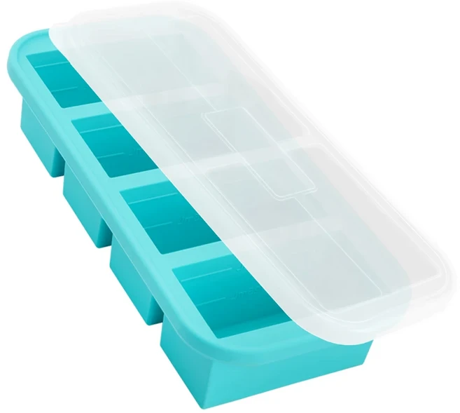 뚜껑이 있는 실리콘 냉동 틀 식품 용기 얼음 큐브 보관 상자 국물 음료 허브 주스용 분리형 주방용품, 03 Four grid