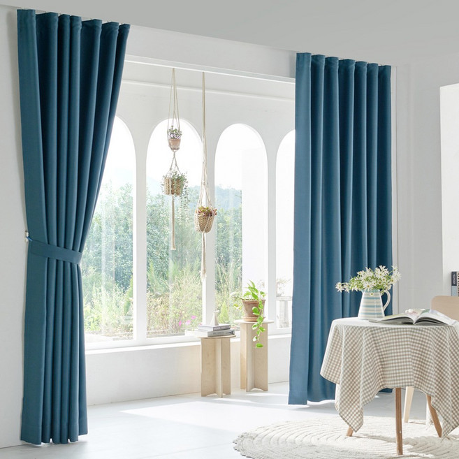 비츠 민자핀형 3중직 원톤 레일 암막커튼