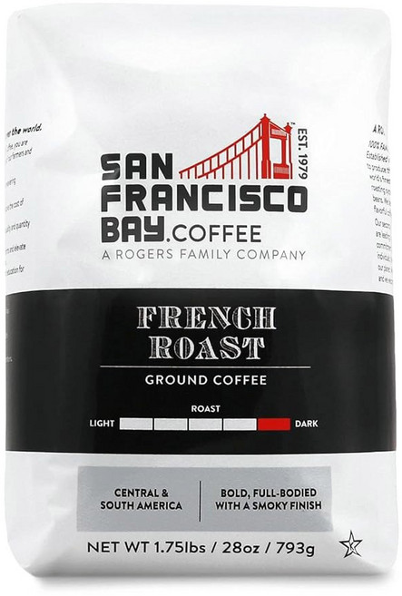 샌프란시스코 베이 그라운드 커피 DECAF 베이 브리지 블렌드 28온스 봉지 미디엄 로스트 스위스 워터 가공, French Roast, 1개, 1개