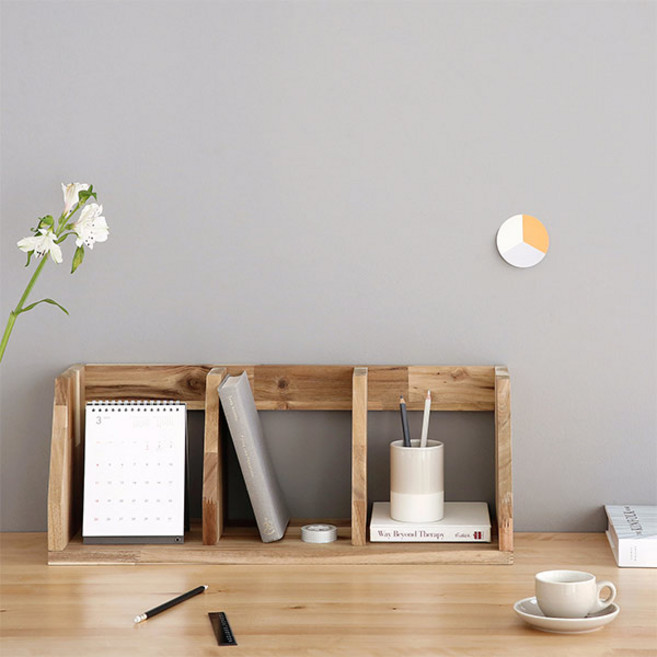 마켓비 HAN 아카시아 내추럴 원목 책꽂이, 혼합색상